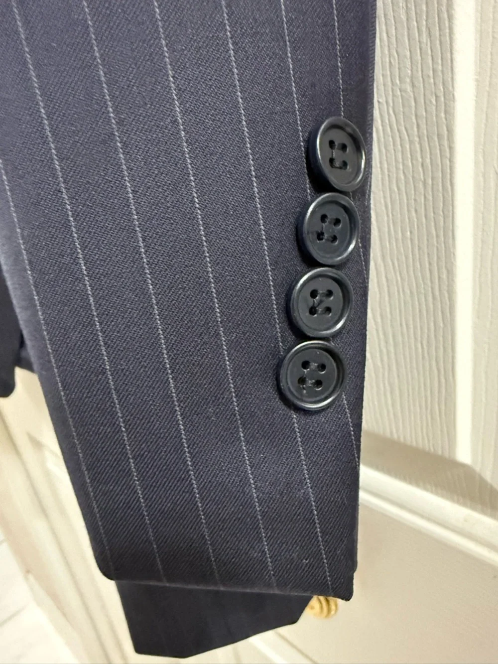 Canali Italy 44R Navy Pinstripe Wool Sport Coat Blazer Made in Italy Luxury